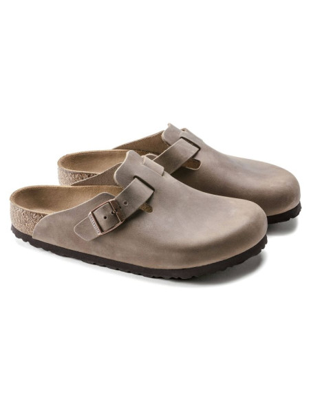 Chodaki damskie/męskie birkenstock boston tabacco brown olejowana skóra klapki regular szerokie (0960811)