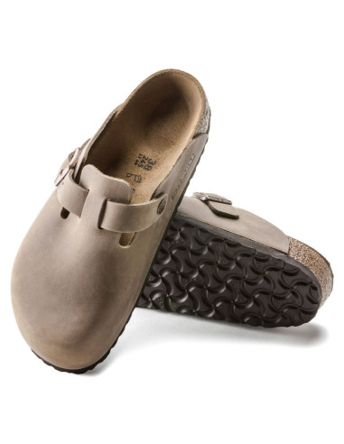 Chodaki damskie/męskie birkenstock boston tabacco brown olejowana skóra klapki regular szerokie (0960811)