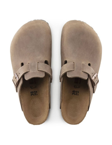 Chodaki damskie/męskie birkenstock boston tabacco brown olejowana skóra klapki regular szerokie (0960811)