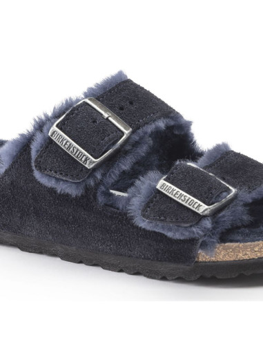 Klapki ocieplane birkenstock arizona vl shearling midnight skóra zamszowa szerokie regular (1020592)