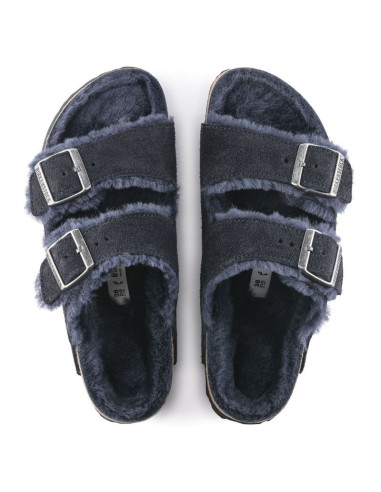 Klapki ocieplane birkenstock arizona vl shearling midnight skóra zamszowa szerokie regular (1020592)