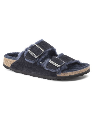 Klapki ocieplane birkenstock arizona vl shearling midnight skóra zamszowa szerokie regular (1020592)