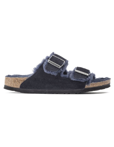 Klapki ocieplane birkenstock arizona vl shearling midnight skóra zamszowa szerokie regular (1020592)