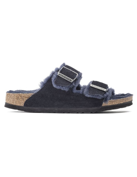 Klapki ocieplane birkenstock arizona vl shearling midnight skóra zamszowa szerokie regular (1020592)