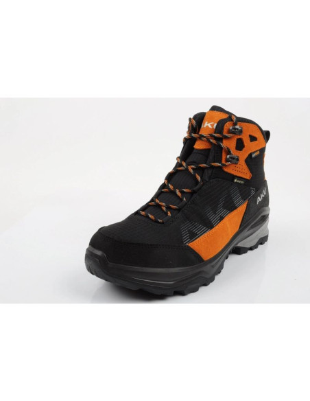 Aku buty sportowe trekkingowe męskie adapta gore-tex skórzane czarne pomarańczowe