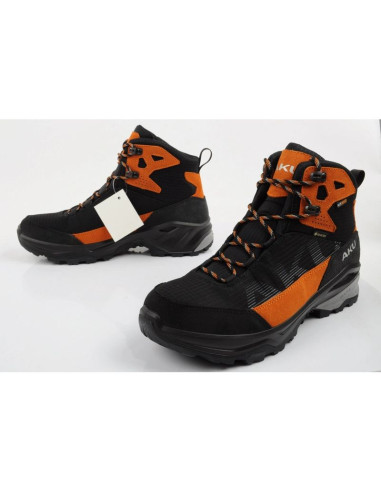 Aku buty sportowe trekkingowe męskie adapta gore-tex skórzane czarne pomarańczowe