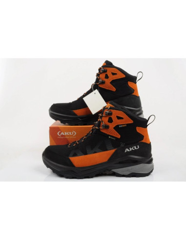 Aku buty sportowe trekkingowe męskie adapta gore-tex skórzane czarne pomarańczowe