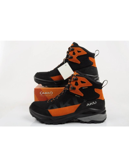 Aku buty sportowe trekkingowe męskie adapta gore-tex skórzane czarne pomarańczowe