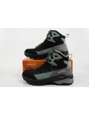 Aku buty sportowe trekkingowe damskie adapta gore-tex skórzane czarne zielone
