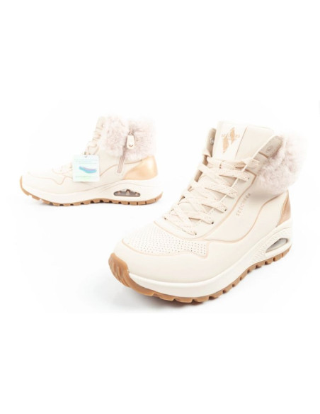 Skechers uno rugged buty sportowe damskie botki ocieplane zimowe beżowe