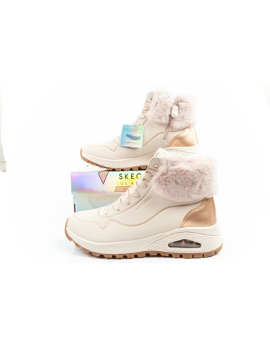 Skechers uno rugged buty sportowe damskie botki ocieplane zimowe beżowe