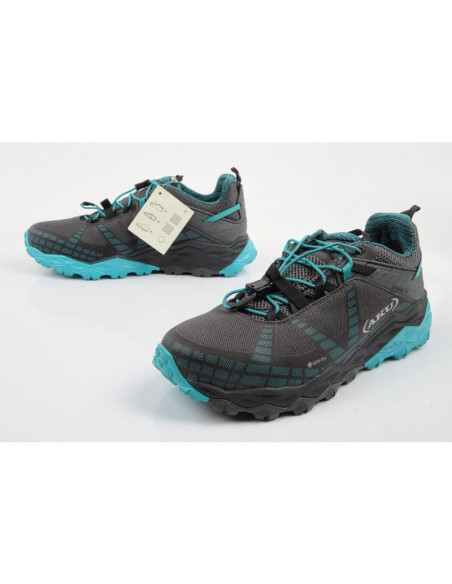 Aku buty sportowe trekkingowe damskie flyrock gore-tex wytrzymałe szare niebieskie