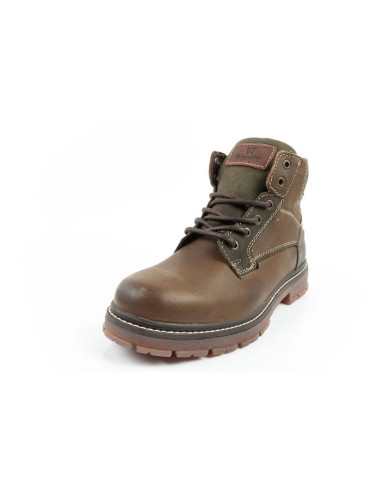 Wrangler allan mid buty męskie sztyblety trzewiki eleganckie skórzane zielone brązowe