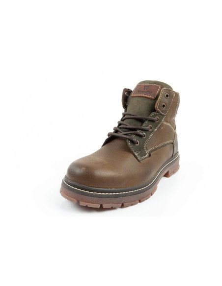 Wrangler allan mid buty męskie sztyblety trzewiki eleganckie skórzane zielone brązowe
