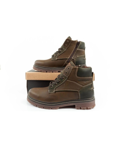 Wrangler allan mid buty męskie sztyblety trzewiki eleganckie skórzane zielone brązowe