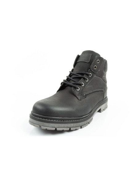 Wrangler allan mid  buty męskie sztyblety trzewiki eleganckie skórzane czarne