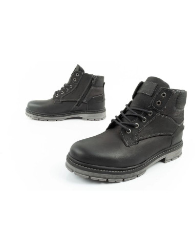 Wrangler allan mid  buty męskie sztyblety trzewiki eleganckie skórzane czarne