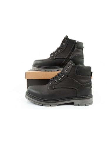 Wrangler allan mid  buty męskie sztyblety trzewiki eleganckie skórzane czarne