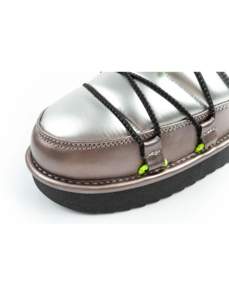 D.franklin buty śniegowce damskie zimowe modne ocieplane botki srebrne