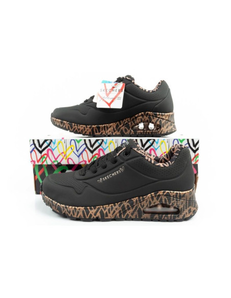 Skechers uno-loving love buty sneakersy sportowe damskie modne czarne