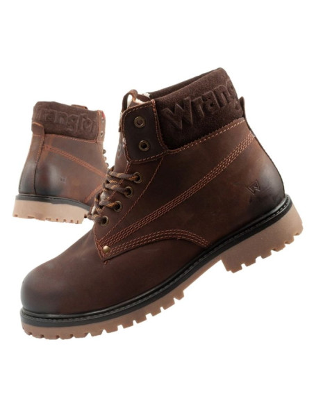 Wrangler arch buty męskie sztyblety trzewiki eleganckie skórzane ciemny brąz