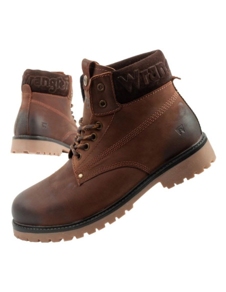 Wrangler arch buty męskie sztyblety trzewiki eleganckie skórzane ciemny brąz