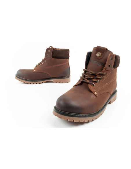 Wrangler arch buty męskie sztyblety trzewiki eleganckie skórzane ciemny brąz