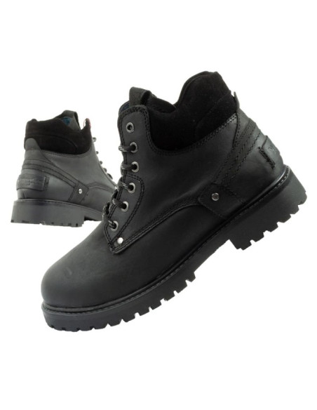 Wrangler yuma buty męskie sztyblety trzewiki eleganckie skórzane czarne