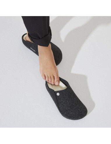 Kapcie damskie/męskie ocieplane birkenstock zermatt anthracite z wełnianego filcu regular szerokie (1015090)