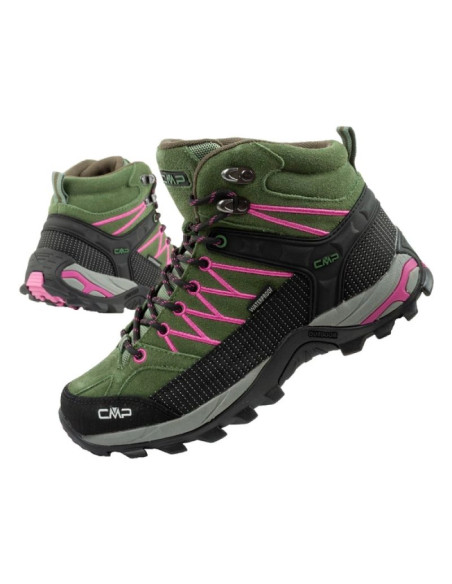 Cmp rigel buty damskie trekkingowe skóra trwałe wodoodporne za kostkę zielone