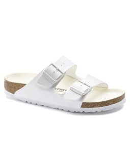 Klapki damskie/męskie birkenstock arizona birko-flor regular na szeroką stopę na lato białe (1019061)