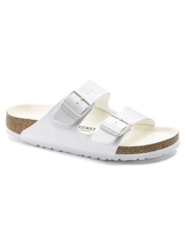 Klapki damskie/męskie birkenstock arizona birko-flor regular na szeroką stopę na lato białe (1019061)