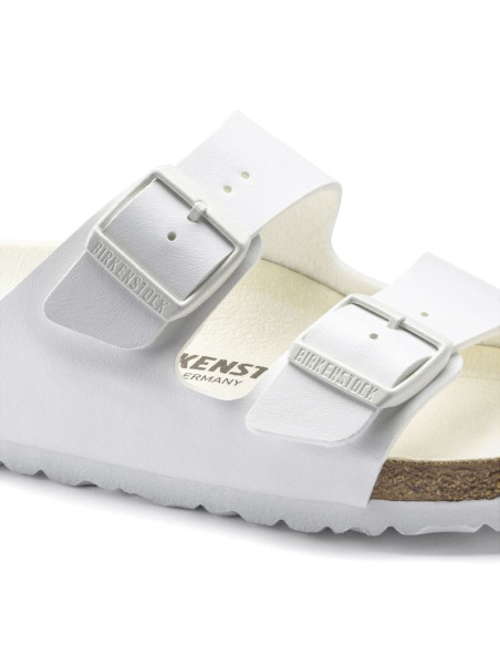 Klapki damskie/męskie birkenstock arizona birko-flor regular na szeroką stopę na lato białe (1019061)