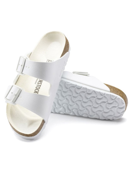 Klapki damskie/męskie birkenstock arizona birko-flor regular na szeroką stopę na lato białe (1019061)