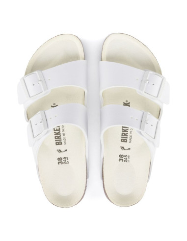 Klapki damskie/męskie birkenstock arizona birko-flor regular na szeroką stopę na lato białe (1019061)