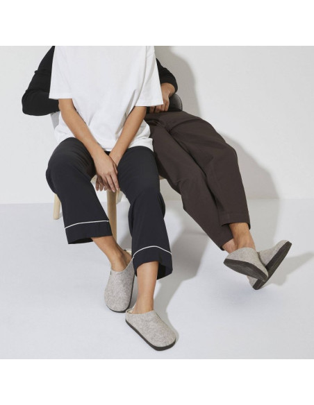 Kapcie męskie/damskie ocieplane birkenstock zermatt light gray z wełnianego filcu regular szerokie (1015092)