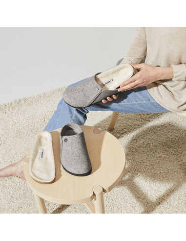 Kapcie męskie/damskie ocieplane birkenstock zermatt light gray z wełnianego filcu regular szerokie (1015092)