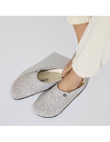 Kapcie męskie/damskie ocieplane birkenstock zermatt light gray z wełnianego filcu regular szerokie (1015092)