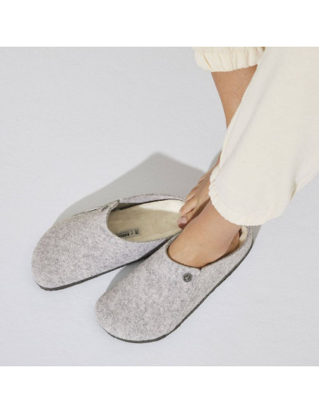 Kapcie męskie/damskie ocieplane birkenstock zermatt light gray z wełnianego filcu regular szerokie (1015092)