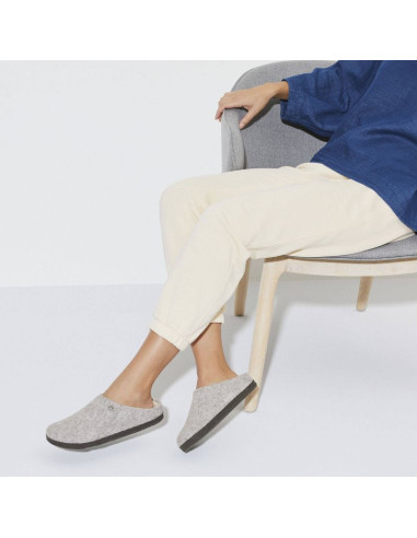 Kapcie męskie/damskie ocieplane birkenstock zermatt light gray z wełnianego filcu regular szerokie (1015092)