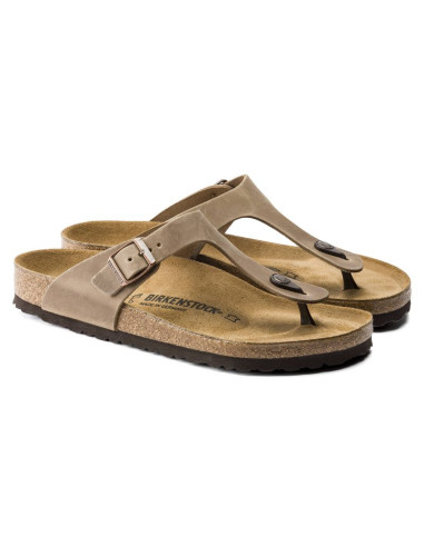 Japonki damskie birkenstock gizeh oiled leather tabacco brown narrow wąskie (0943813)