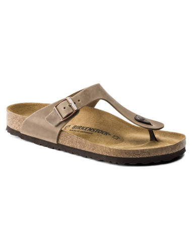 Japonki damskie birkenstock gizeh oiled leather tabacco brown narrow wąskie (0943813)