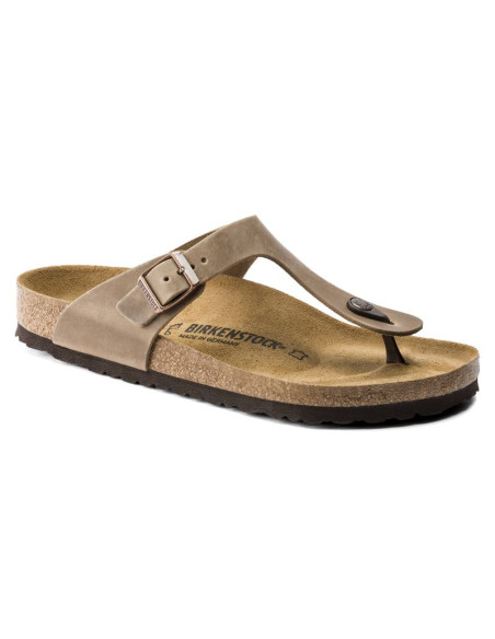 Japonki damskie birkenstock gizeh oiled leather tabacco brown narrow wąskie (0943813)