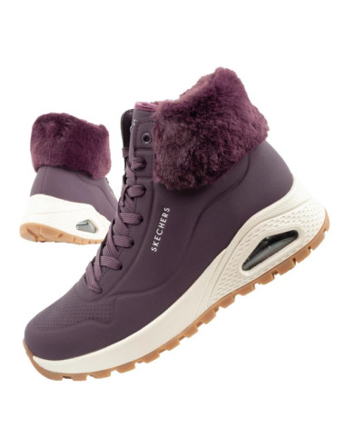 Skechers uno rugged buty sportowe damskie botki ocieplane zimowe fioletowe