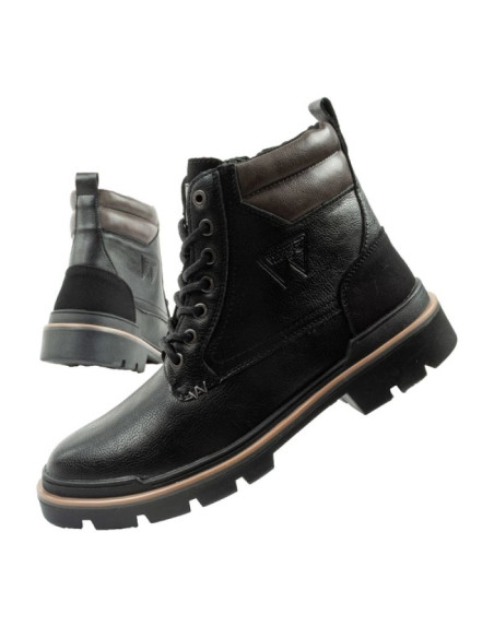 Wrangler nevada buty męskie sztyblety trzewiki eleganckie modne sznurowane czarne