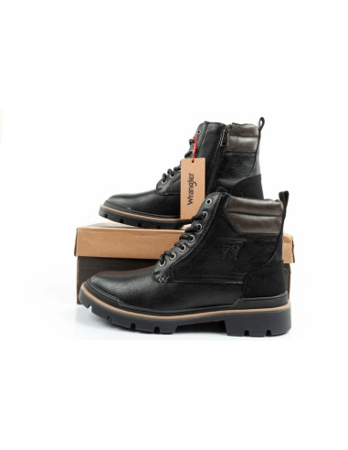Wrangler nevada buty męskie sztyblety trzewiki eleganckie modne sznurowane czarne