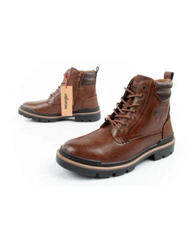 Wrangler nevada buty męskie sztyblety trzewiki eleganckie modne sznurowane brązowe