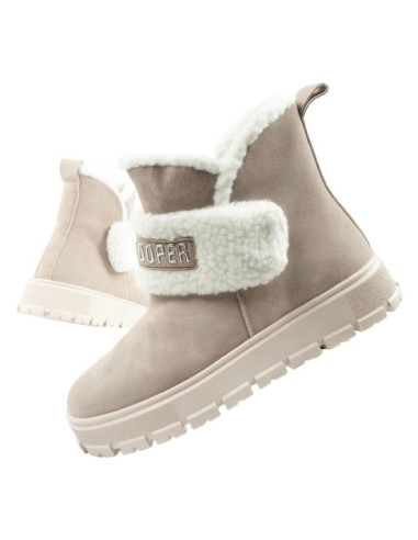 Lee cooper buty damskie botki zimowe modne kożuszek ocieplane skóra beżowe