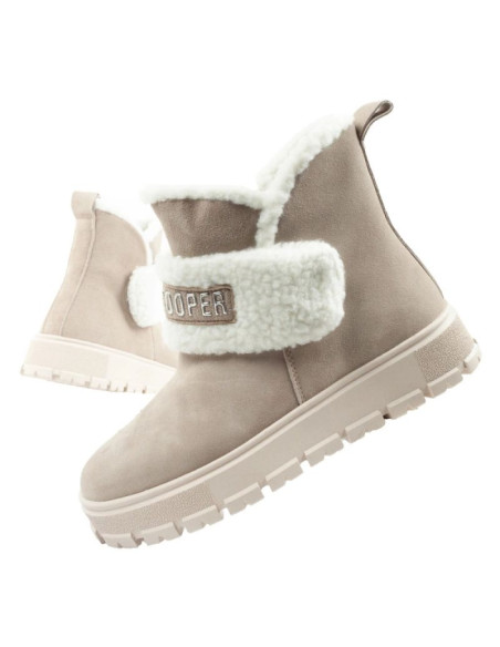 Lee cooper buty damskie botki zimowe modne kożuszek ocieplane skóra beżowe