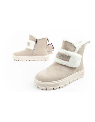 Lee cooper buty damskie botki zimowe modne kożuszek ocieplane skóra beżowe